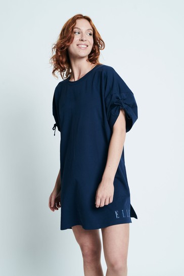 ELLE Navy Blue Loungewear Tie Detail Nightshirt