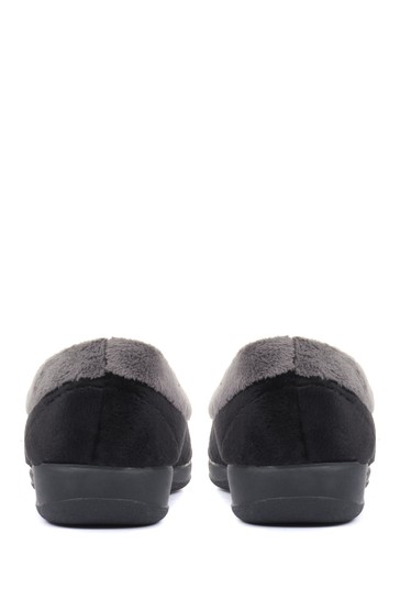 Pavers Ladies Black Full Slippers