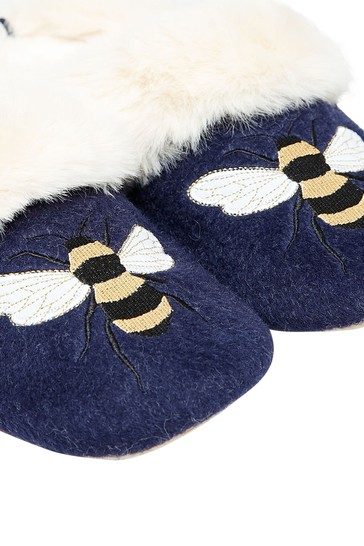 Joules Navy Slip On Bee Slippers