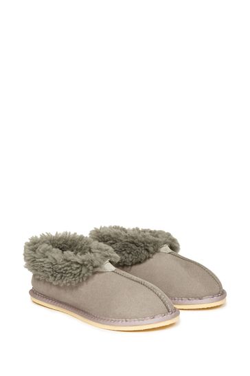 Celtic & Co. Ladies Grey Sheepskin Bootee Slippers