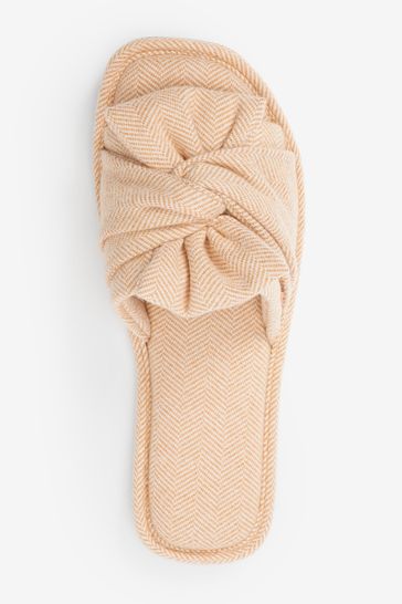 Herringbone Bow Slider Slippers