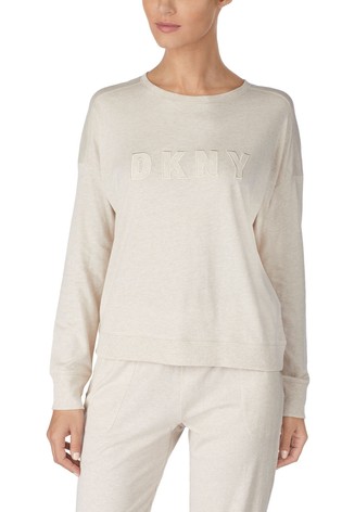 DKNY Cream Signature Top And Joggers Set