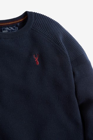 Textured Crew Jumper (3-16yrs) With Stag