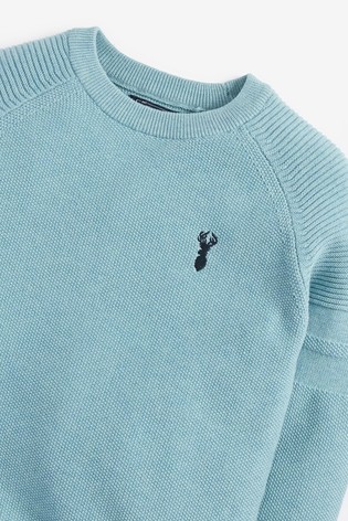 Textured Crew Jumper (3-16yrs) With Stag