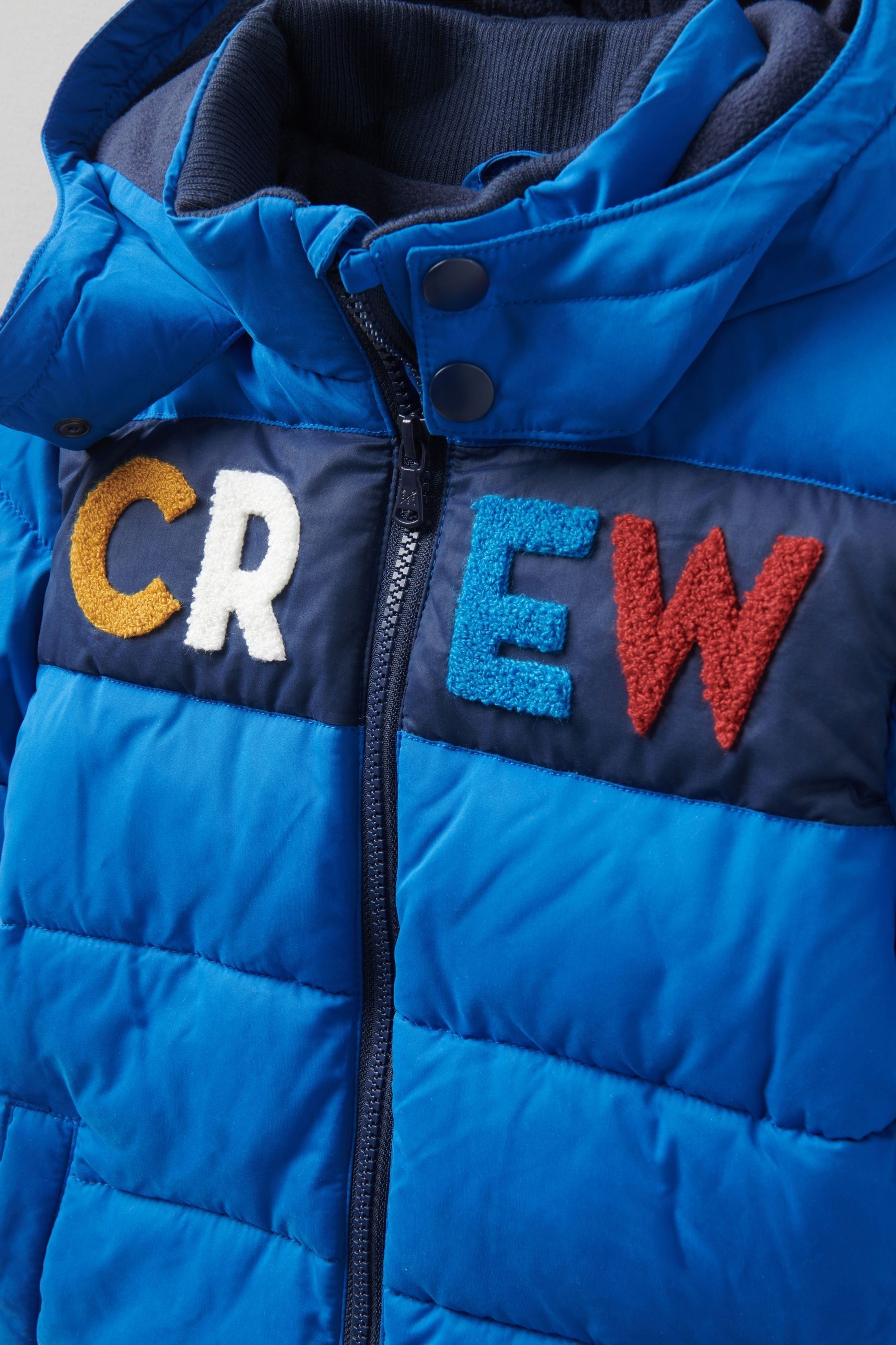 Crew Clothing Company Blue Crew Bouclé Padded Jacket