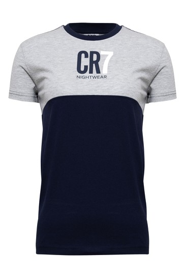 CR7 Boy's Grey And Blue Short sleeve Pyjama Set