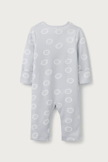 The White Company Grey Lion Face Print Sleepsuit