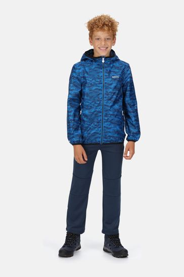 Regatta Blue Printed Lever Waterproof Shell Jacket