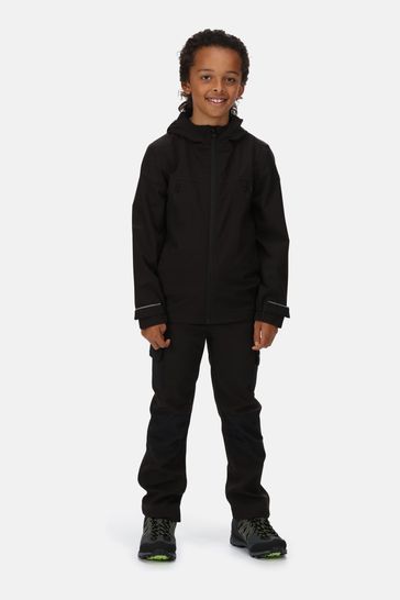 Regatta Junior Black Pulton Waterproof Jacket