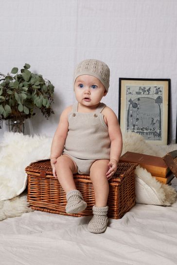 The Little Tailor Natural Fawn Cotton Knitted Hat