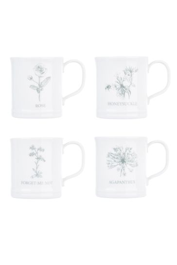 Mary Berry Set of 4 Flowers Garden Espresso Mugs