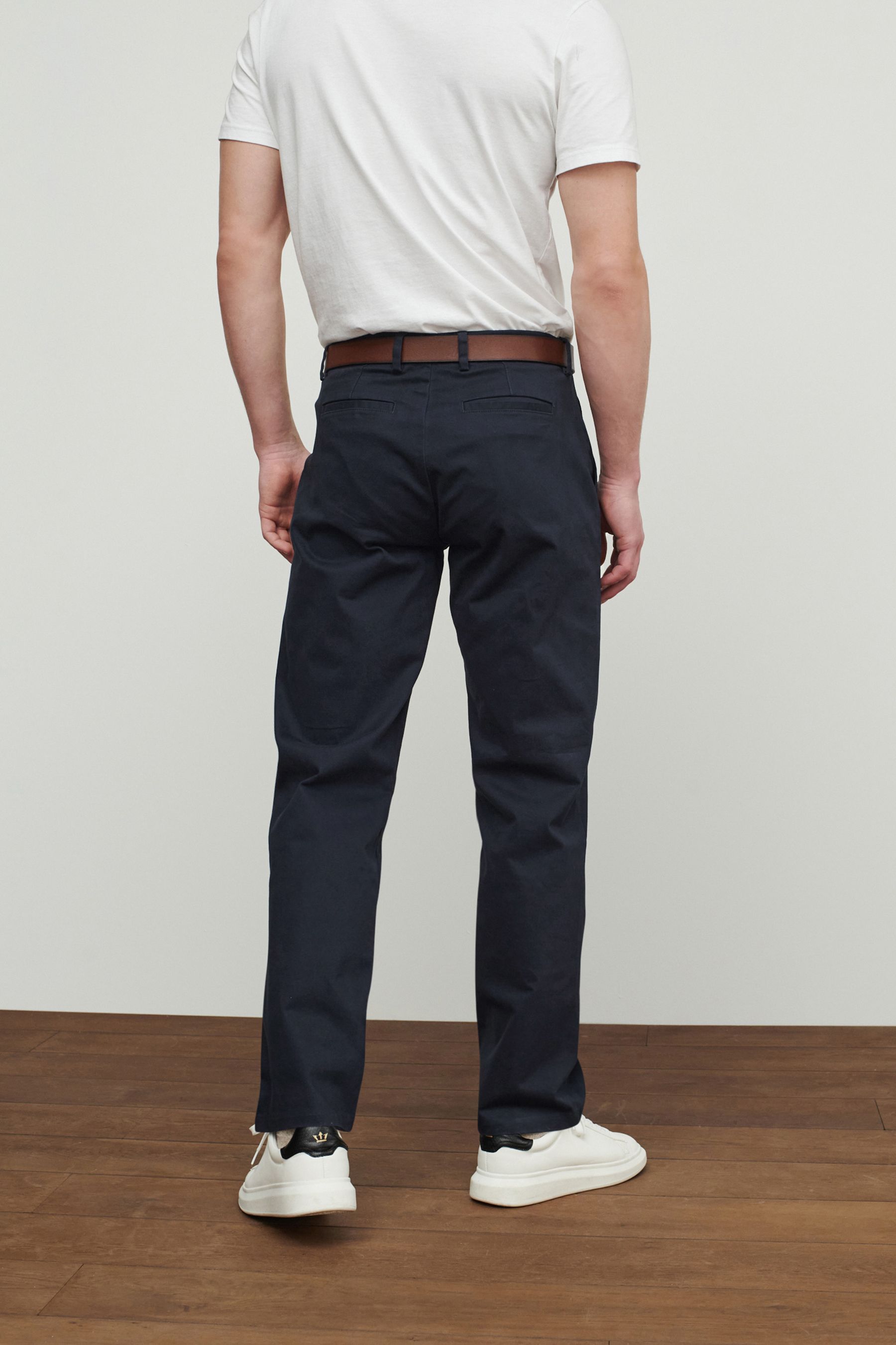 Belted Soft Touch Chino Trousers Straight Fit