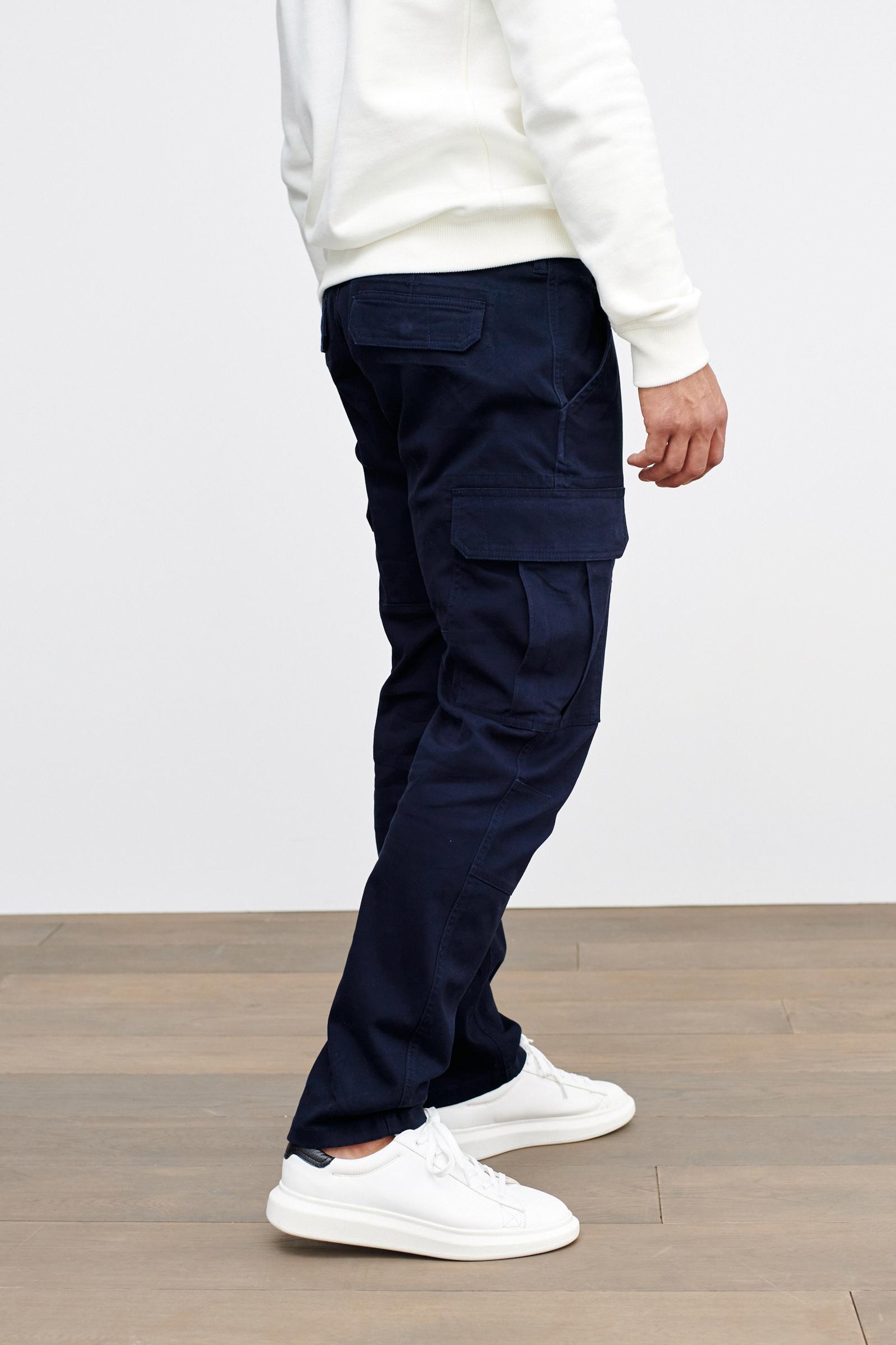 Cotton Stretch Cargo Trousers Slim Fit