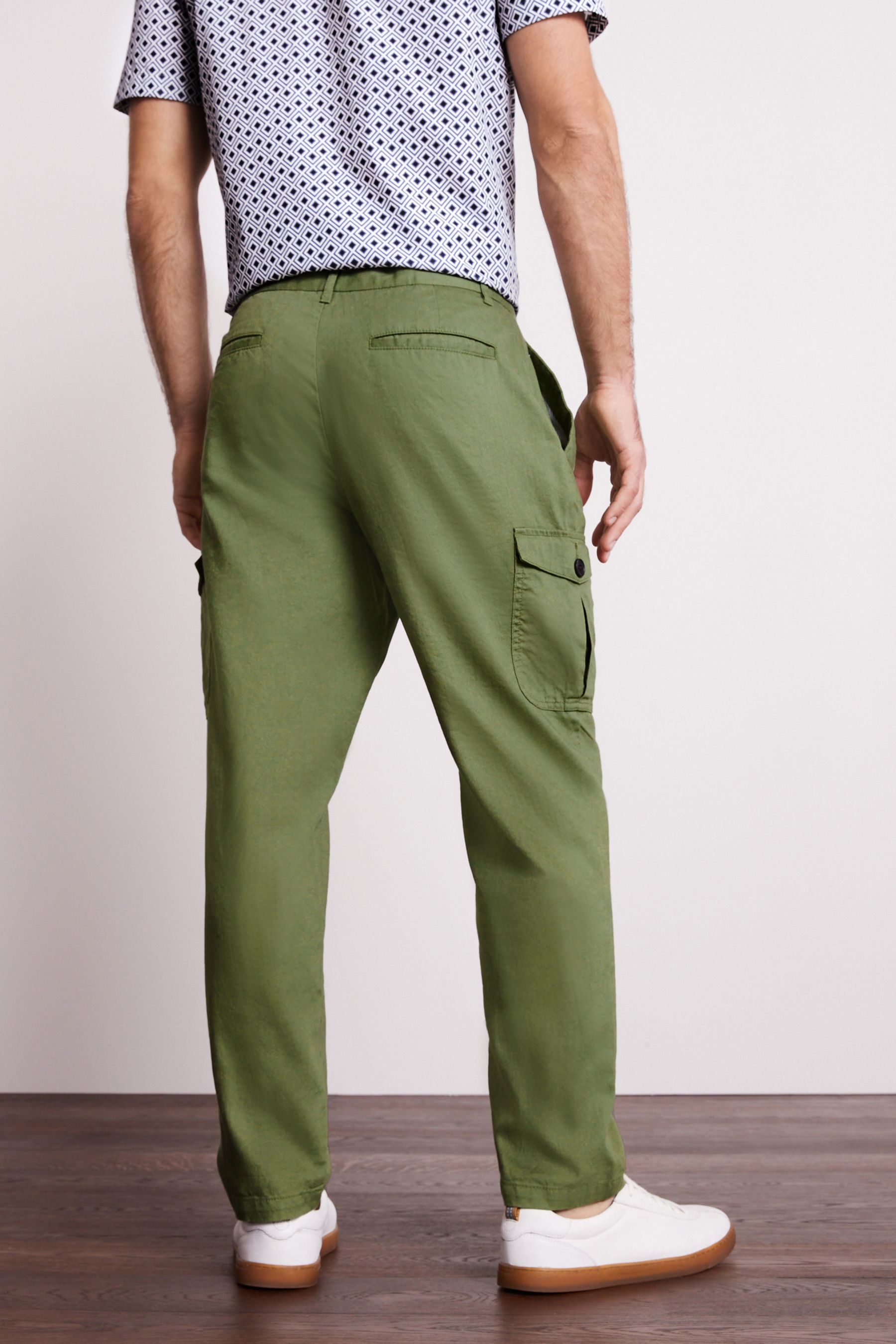 Linen Blend Cargo Trousers