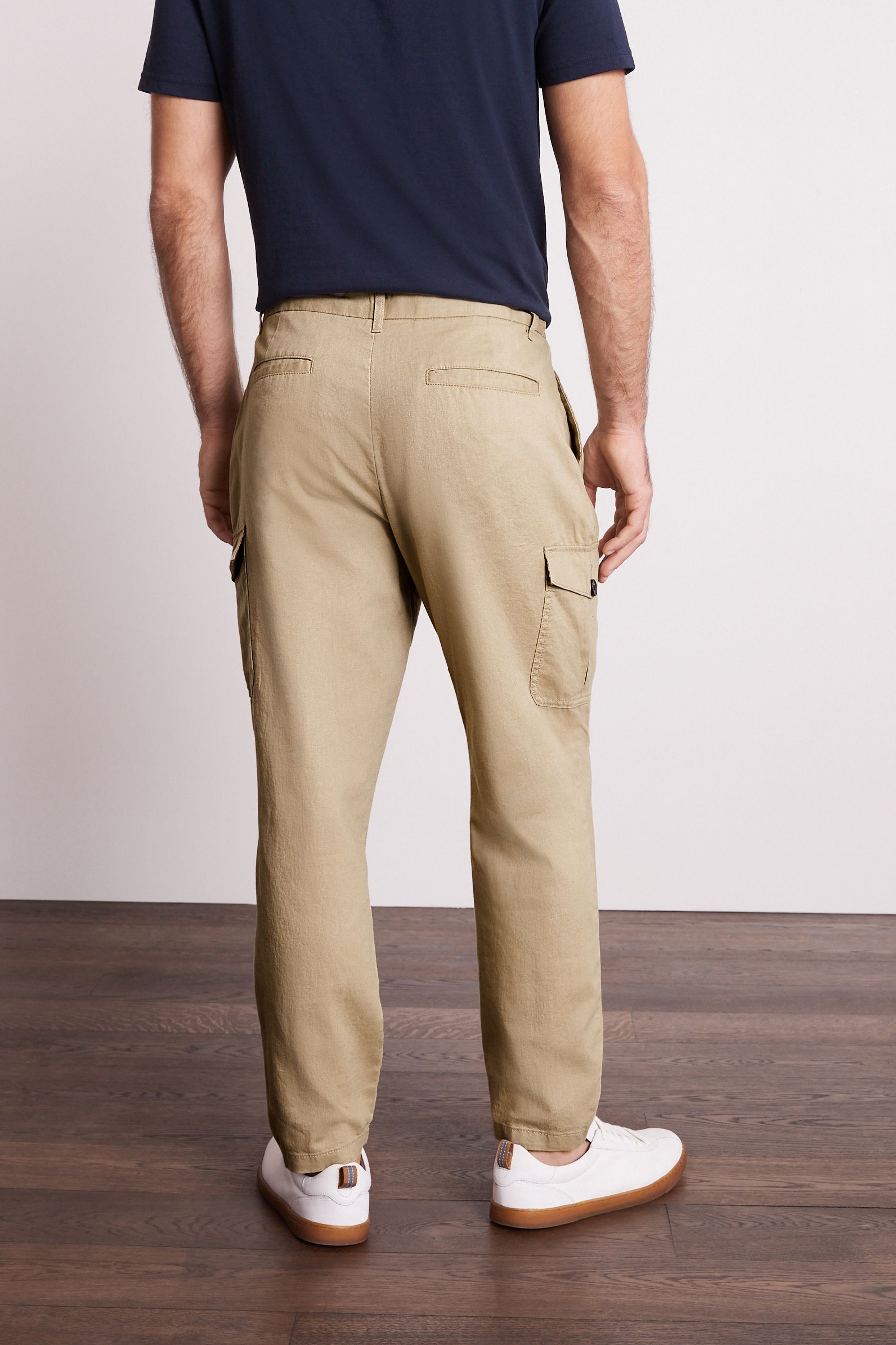 Linen Blend Cargo Trousers