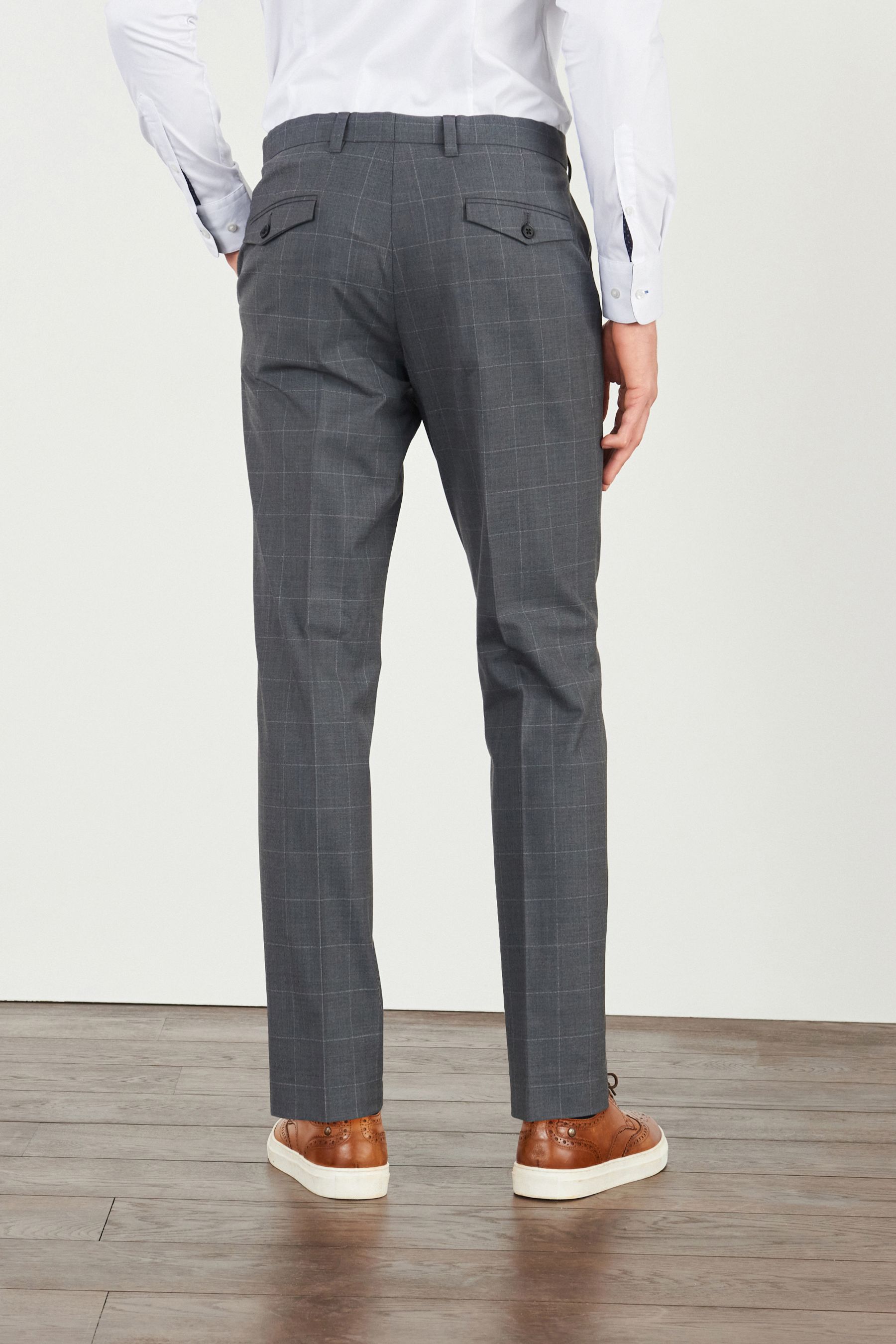 Motion Flex Wool Blend Check Trousers