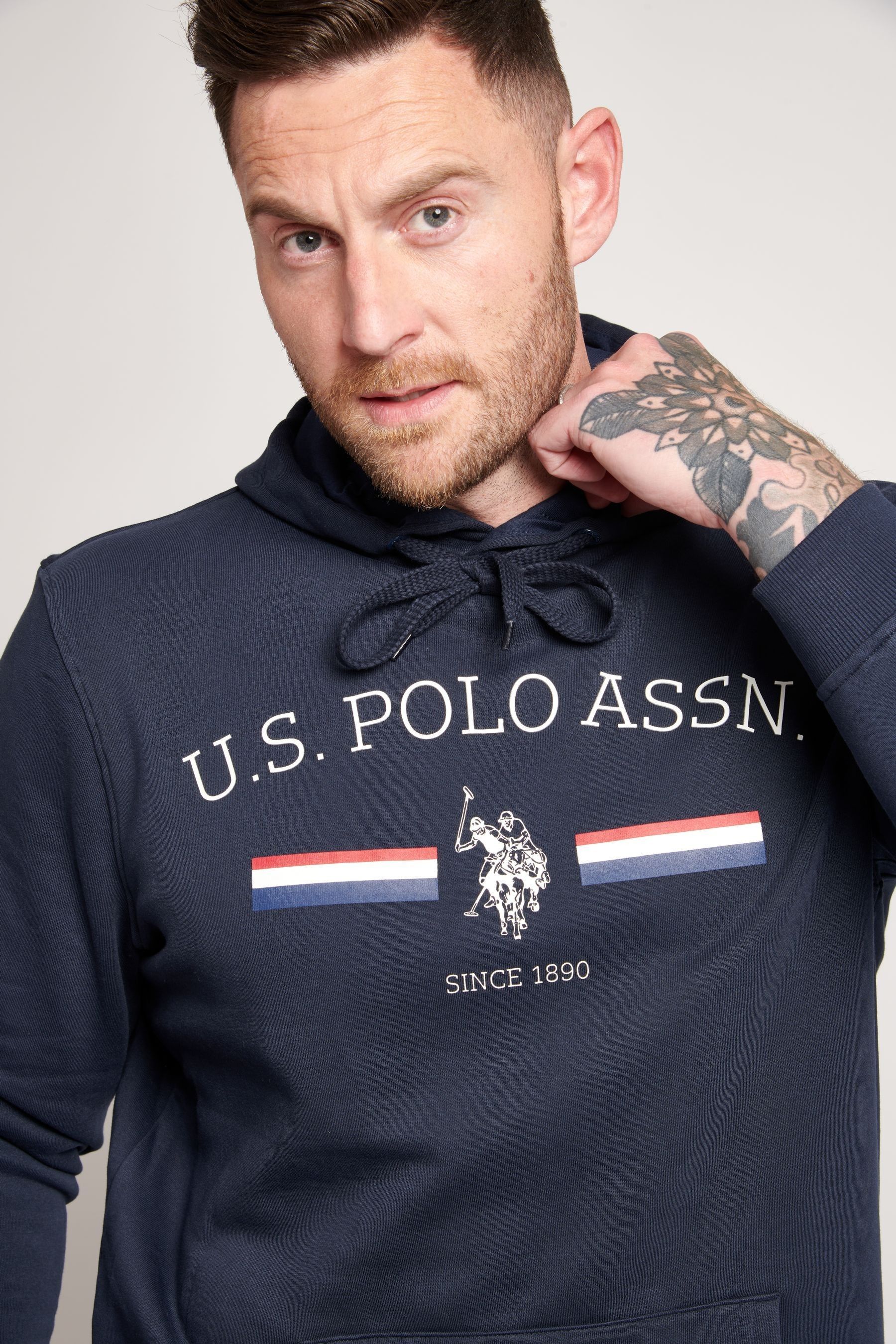 U.S. Polo Assn. Blue Stripe Rider Overhead Hoodie