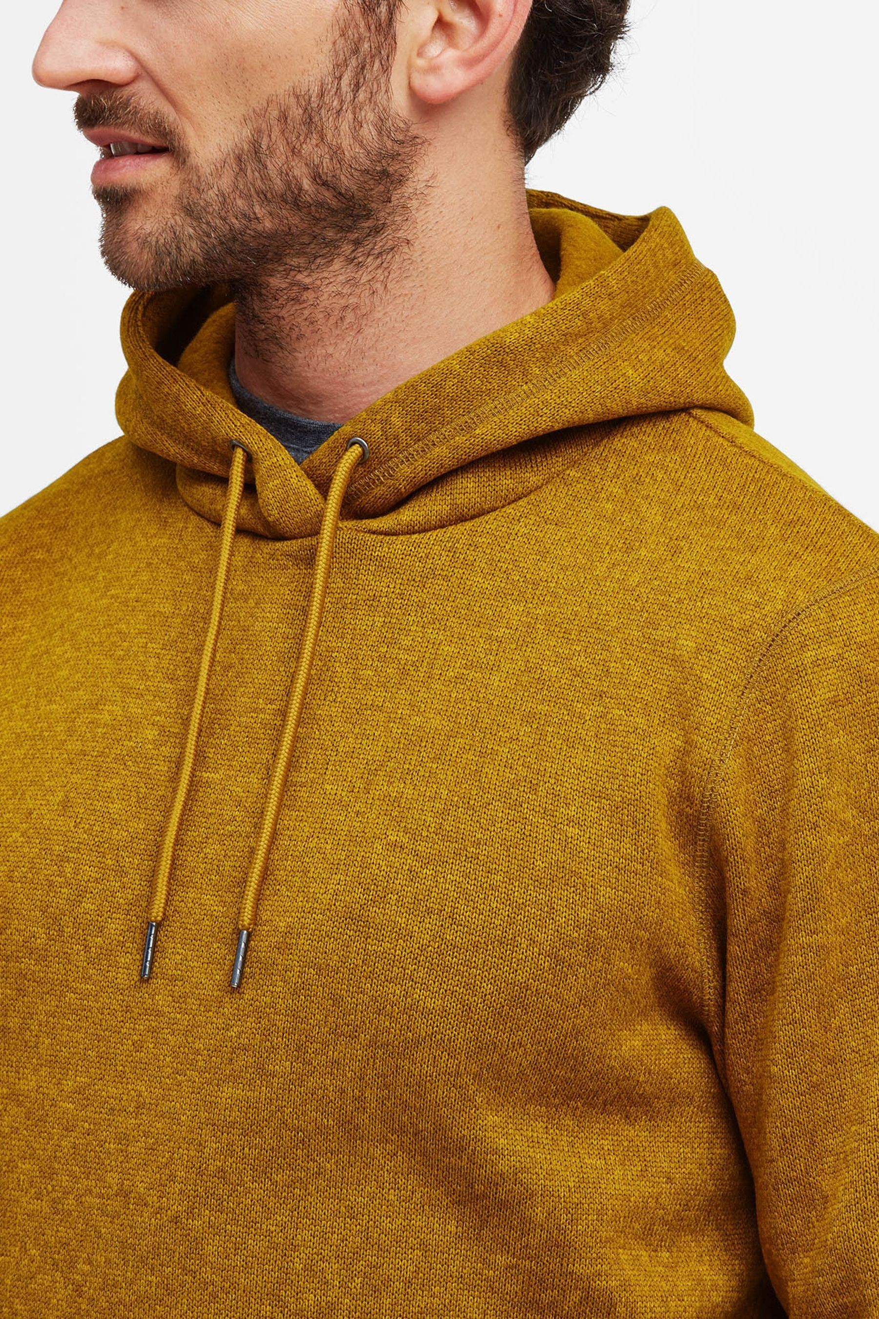 Tog24 Yellow Mosby Mens Knitlook Fleece Hoodie