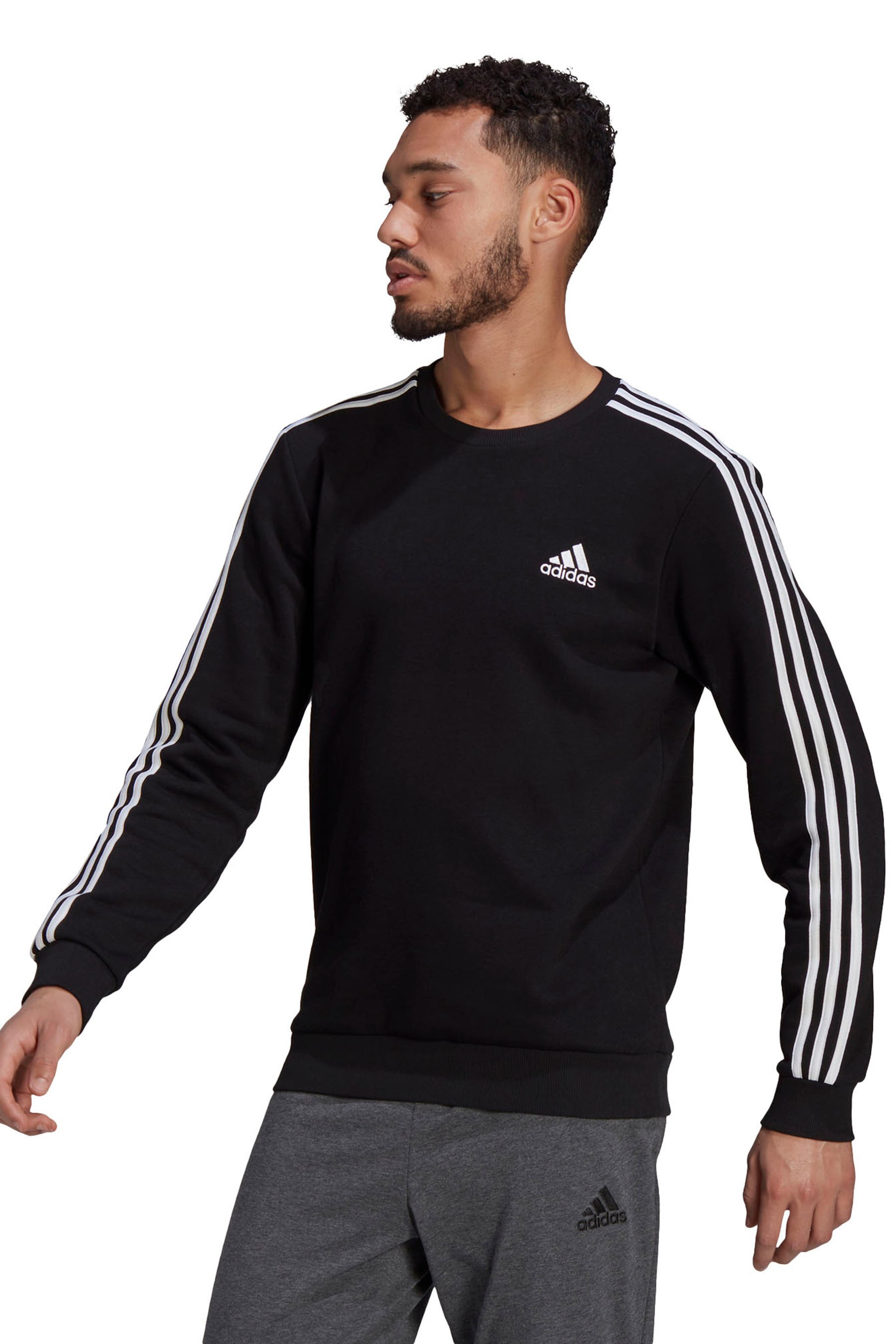 adidas Fleece 3 Stripe Crew Sweater