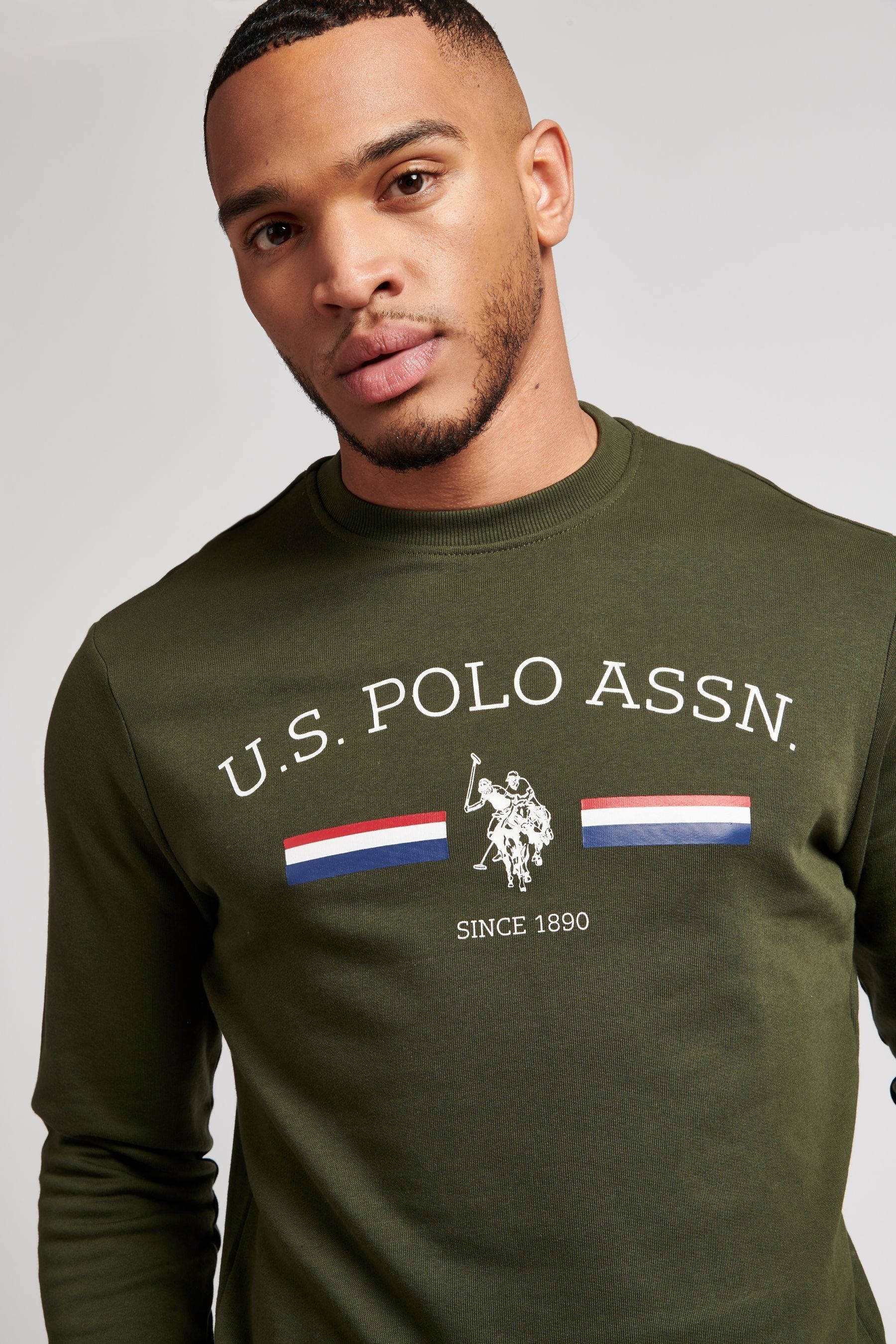 U.S. Polo Assn Green Raglan Rider LB Crew Sweatshirt