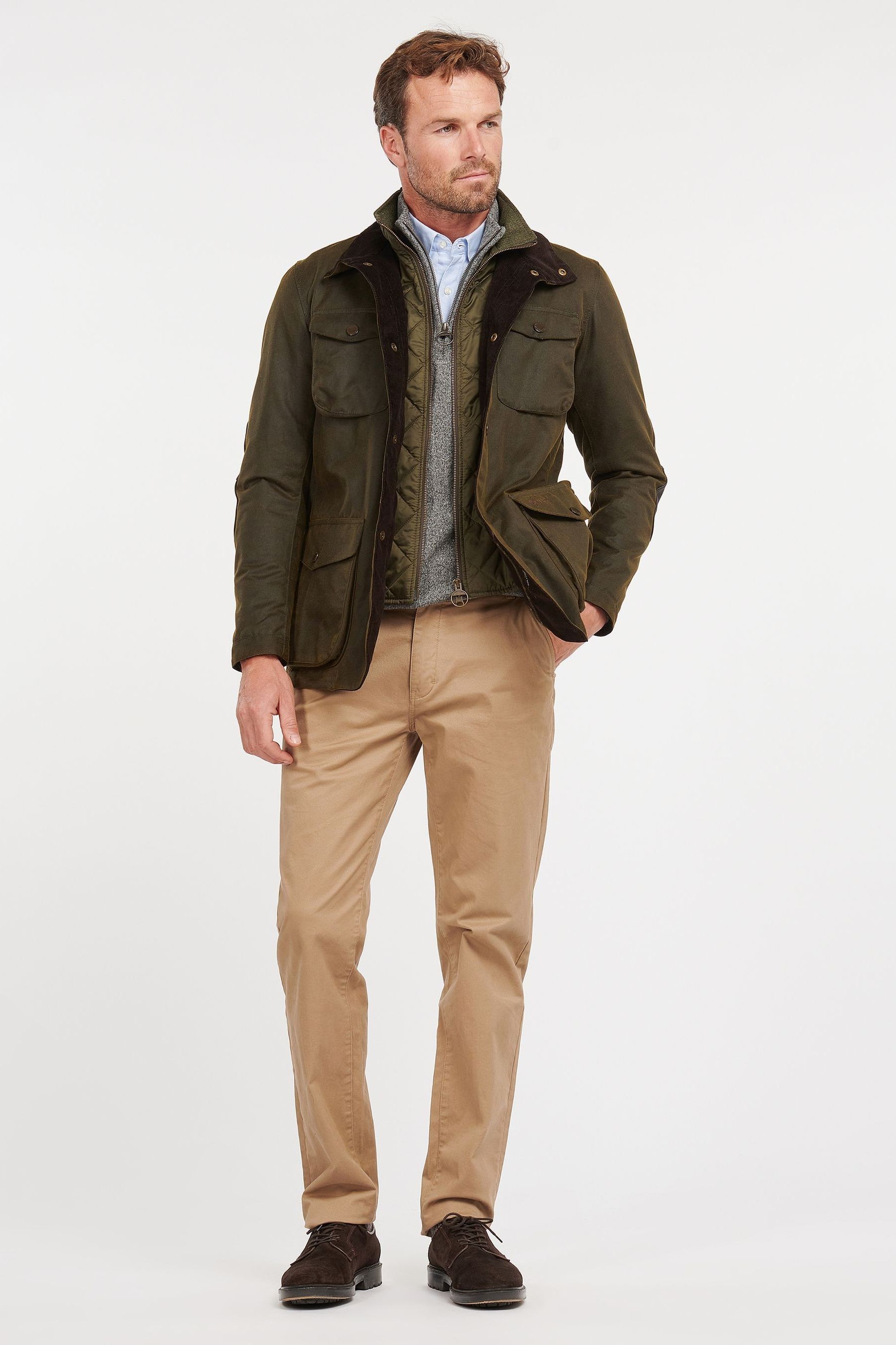 جاكيت شمع Ogston أخضر زيتوني من Barbour