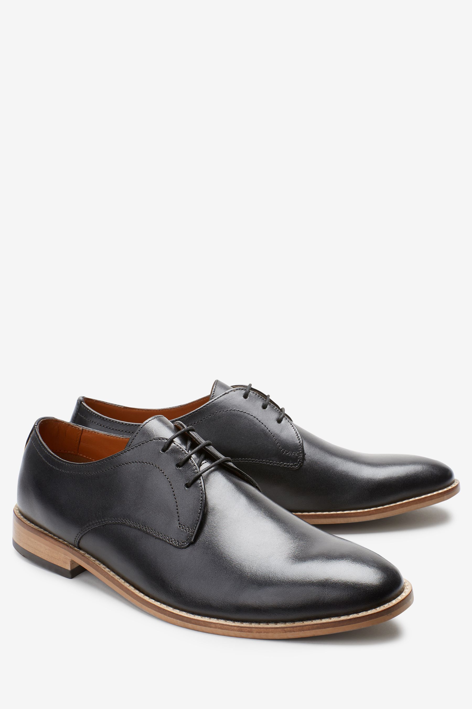 Contrast Sole Leather Derby Shoes Regular Fit