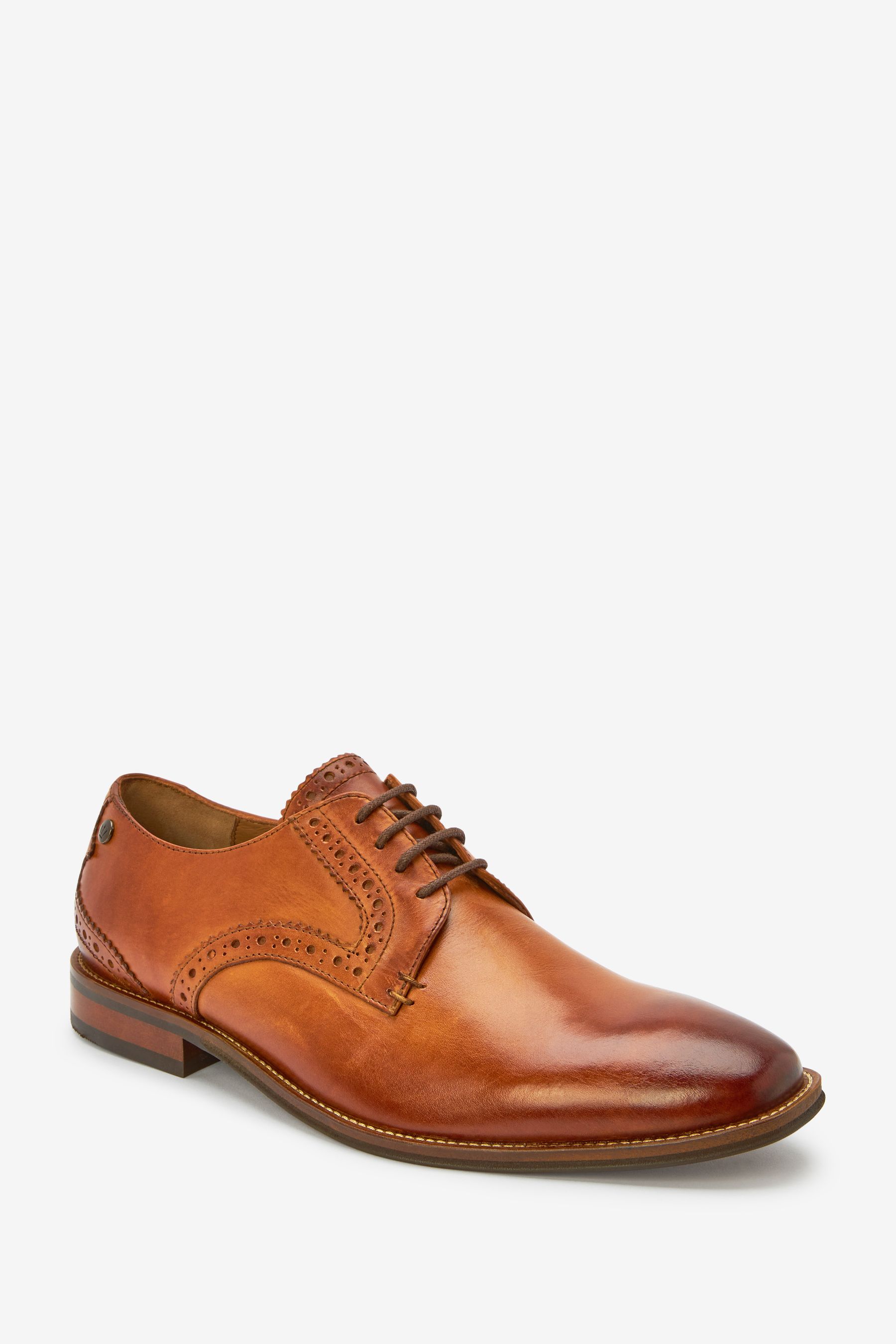 Leather Contrast Sole Derby Shoes