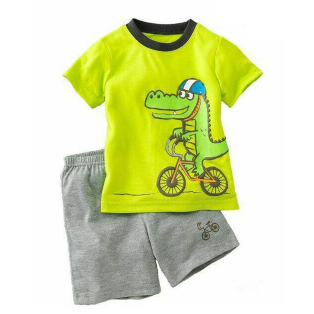 Children's short-sleeved cotton pajamas summer clothes children's sleepwear cartoon T-shirt spiderman