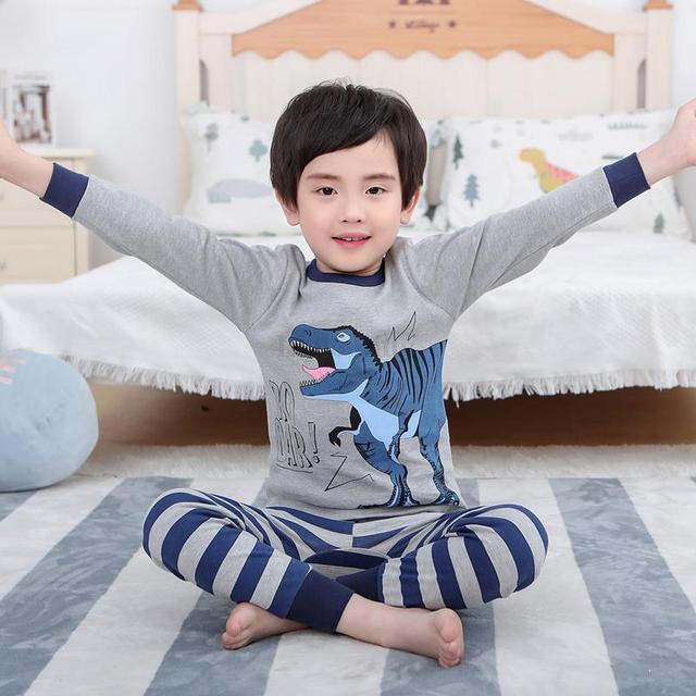 Boys Dinosaur Pajamas Children Sleepwear For 6 8 10 12 Years Kids Pajamas 100 Cotton Animal Cartoon Homewear Pajamas Suits