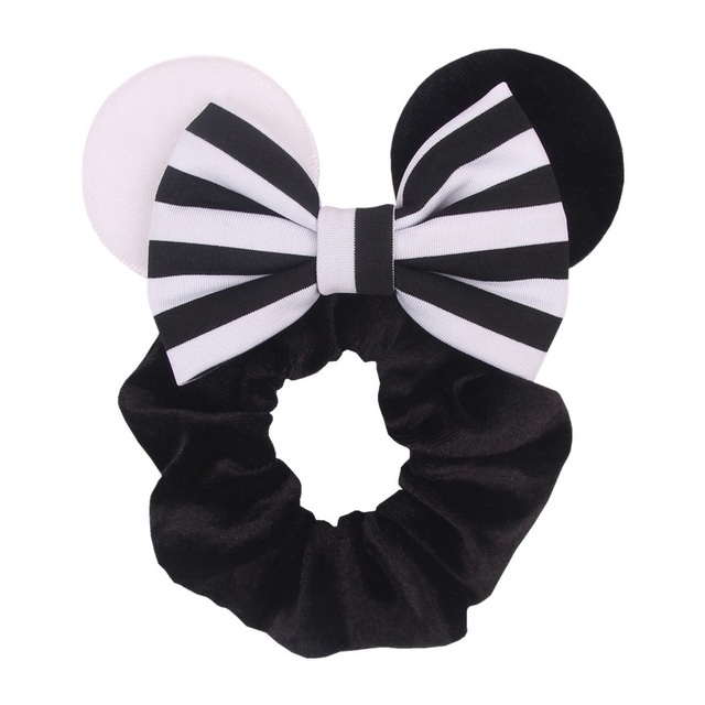 Little Girls Hair Band Kids Mickey Minnie Soft Hair Bow Children Sequin Velvet Ponytail Holders Baby No Damage Rubber Hair Tie