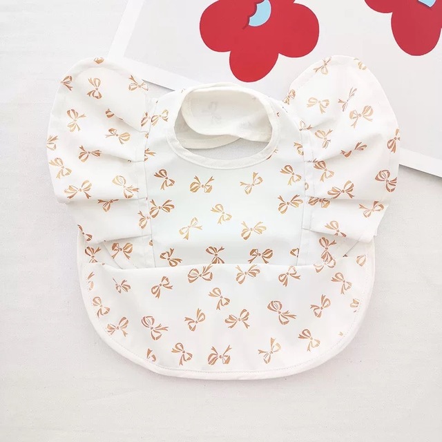 Waterproof Baby Food Eating Baby Bibs PU Cartoon Smock For Babies Feeding Clothes Sleeveless Bib With Pocket Newborn Baby Bib