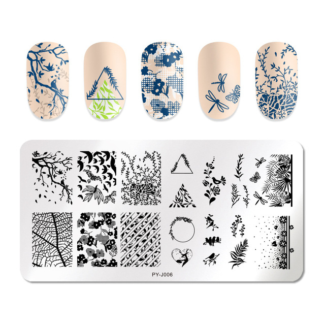 Nail Stamping Plates Natural Animal Snake Scale Flower Grass Tree Theme Image Template Nail Art Template Decoration 42 Designs