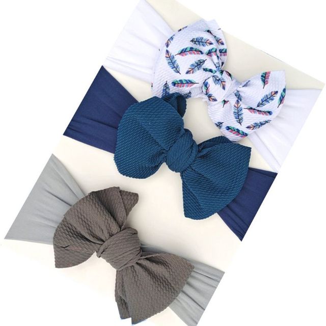 3pcs/set Baby Girls Lovely Bow Hairband Elastic Wide Headband Stretch Knot Headbands Turban Headdress Clothes Accessory