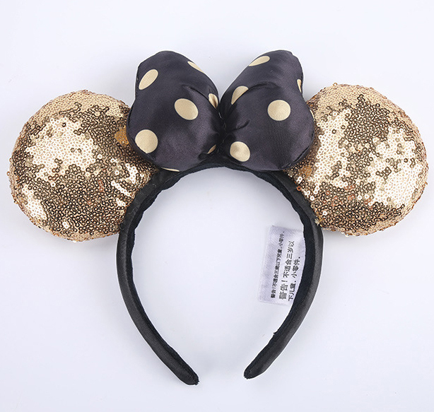 Cartoon Minnie Mermaid Princess Big Ears Headband Sequin Bows Ears Costume Headband Cosplay Plush Adult/Kids Headband Gift