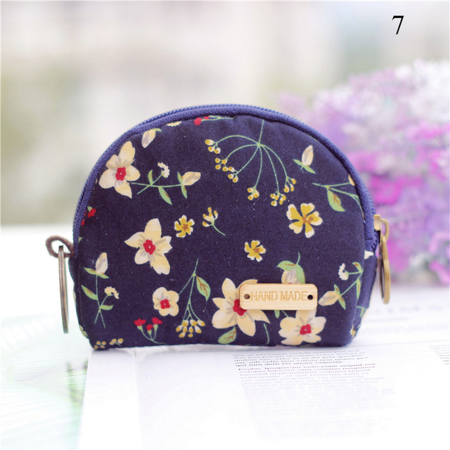 Fashion Brand Wallet Women Lovely Bowknot Flower Print Small Coin Bag Wallet Canvas Zipper Female Coin Purse Purse Earphone