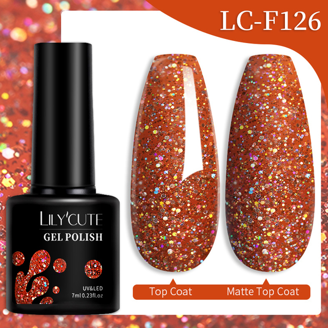 LILYCUTE 7ml Glitter Gel Nail Polish Laser Sequins Soak Off UV Gel Semi Permanent Colored Nails Gel Polish DIY Nail Art Esmalte