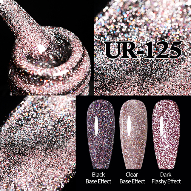 ur sugar fluorescent reflective gel nail polish neon yellow pink red glitter semi permanent soak off uv led nail polish