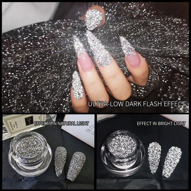 Born Pretty Reflective Glitter Powder Sea Salt Nail Powder Shining Nail Glitter Chrome Pigment Dust Hollow Powder Nail Decoration