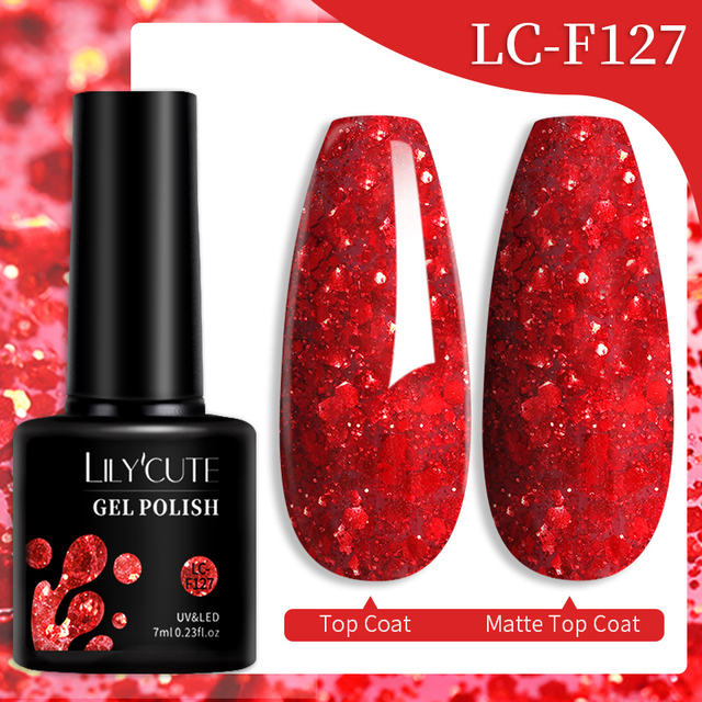 LILYCUTE 7ml Glitter Gel Nail Polish Laser Sequins Soak Off UV Gel Semi Permanent Colored Nails Gel Polish DIY Nail Art Esmalte