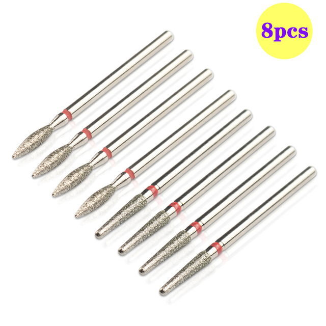 8pcs Diamond Milling Cutter for Manicure Set Nail Drill Bits Accessories Nozzles for Manicure Cutters Pedicure Sanding Nail File