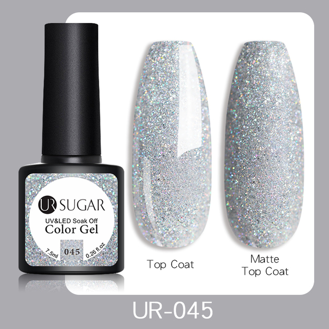 UR SUGAR 7.5ml Glitter UV Gel Polish Bling Sequins Rose Gold Silver Soak Off Manicure Nail UV Gel Polish Lacquer Base