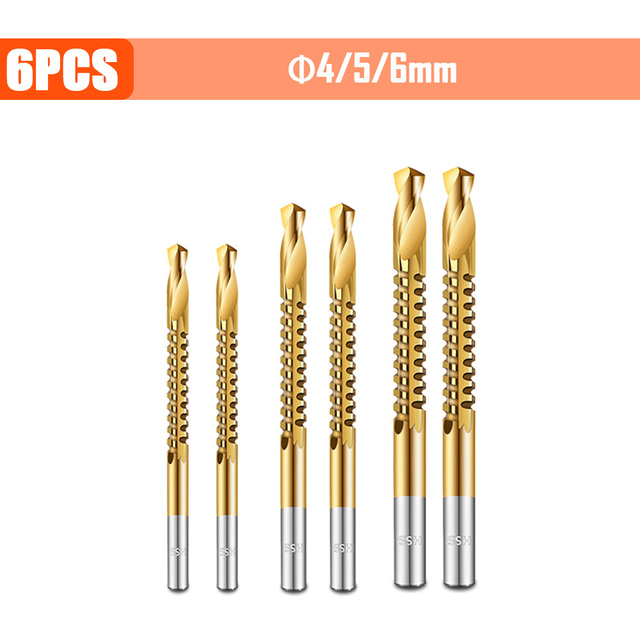 3/4/5/6pcs Cobalt Drill Bit Spiral Screw Metric Composite Tap Drill Bits Drill Polishing Woodworking HSS Twist Drilling Tools