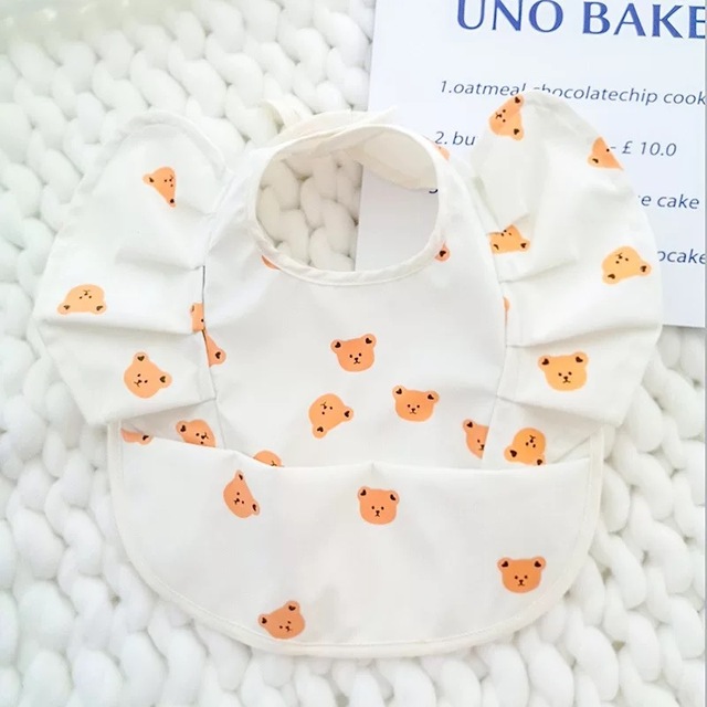 Waterproof Baby Food Eating Baby Bibs PU Cartoon Smock For Babies Feeding Clothes Sleeveless Bib With Pocket Newborn Baby Bib