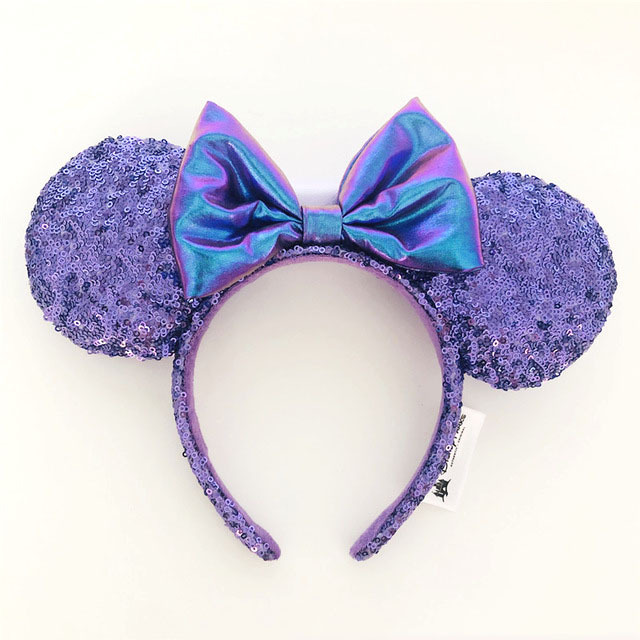 Cartoon Minnie Mermaid Princess Big Ears Headband Sequin Bows Ears Costume Headband Cosplay Plush Adult/Kids Headband Gift