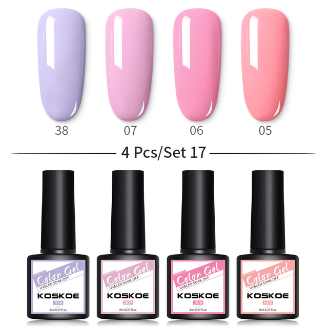 KOSKOE Gel Nail Polish Set 2/4/6pcs Hybrid Varnish Soak Off Gel UV LED Glitter Vernis Semi Permanent Nail Art Gel Polish Kit