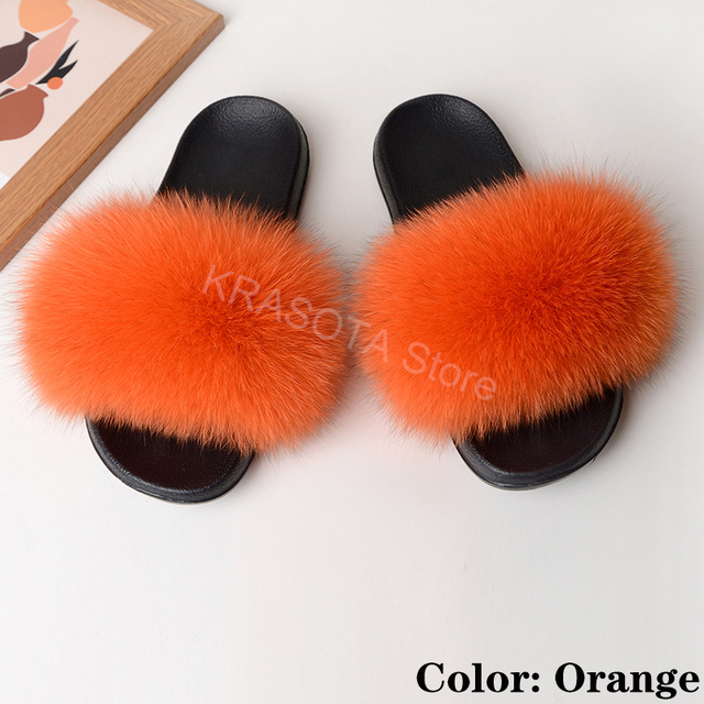 Natural Fur Slippers Women Home Fluffy Slippers House Furry Slides Luxury Summer Flip Flops with Real Fur Wholesale Dropshipping