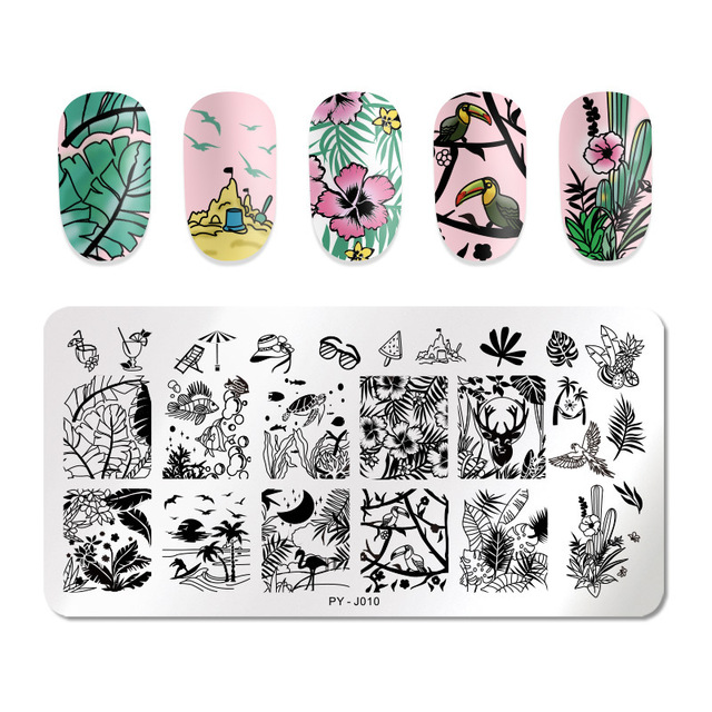 Nail Stamping Plates Natural Animal Snake Scale Flower Grass Tree Theme Image Template Nail Art Template Decoration 42 Designs