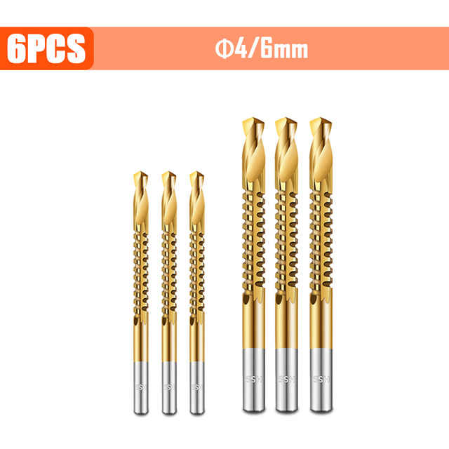 3/4/5/6pcs Cobalt Drill Bit Spiral Screw Metric Composite Tap Drill Bits Drill Polishing Woodworking HSS Twist Drilling Tools