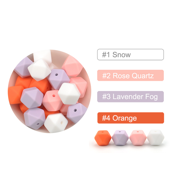 LOFCA10pcs 14mm Small Hexagon Silicone Beads Baby Teether BPA Free DIY Necklace Pacifier Chain Baby Teething Infant Care