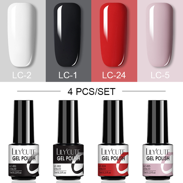 LILYCUTE 10/20/8/2pcs Gel Nail Polish Set Semi Permanent Glitter Hybrid Varnish Base Top Coat Soak Off UV LED Nails Gel